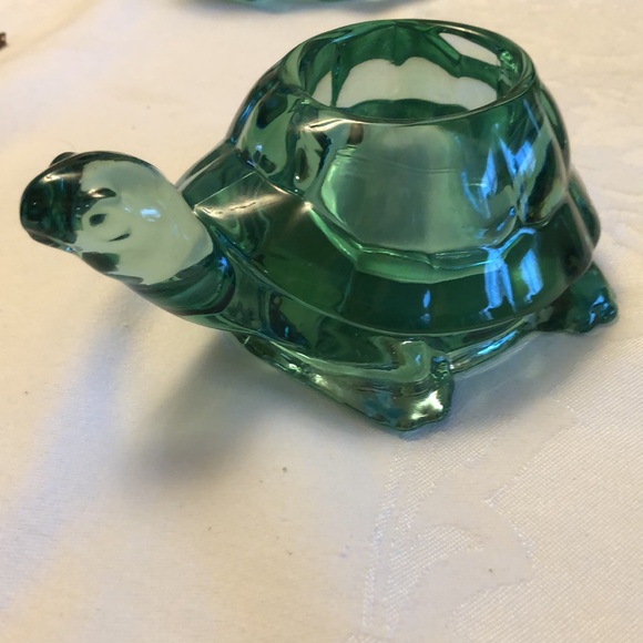 INDIANA GLASS  CO -FROG - SLEEPING KITTEN - TORTOISE  TEA LIGHT  HOLDER - Picture 11 of 16
